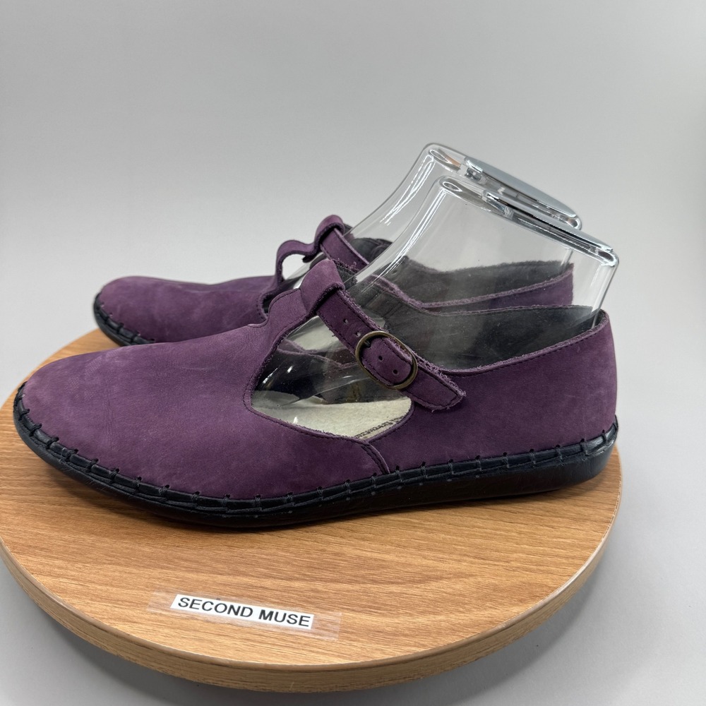 Rieker Mary Jane T-Strap Shoes 8.5 Purple Suede Whimsigoth Cottagecore Boho Flat - Picture 3 of 8